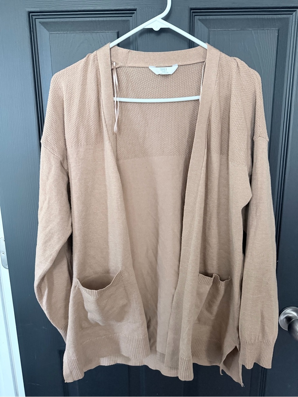 Time and Tru Open-Front Cardigan Sweater - Camel/Tan